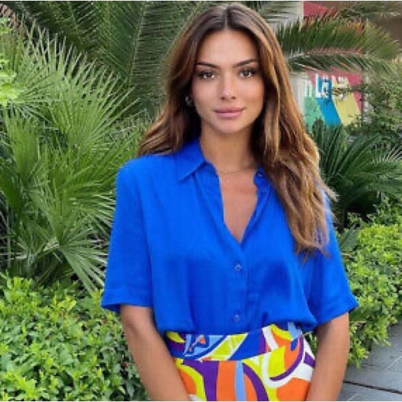 Zara Tops Zara Blue Satin Top Poshmark